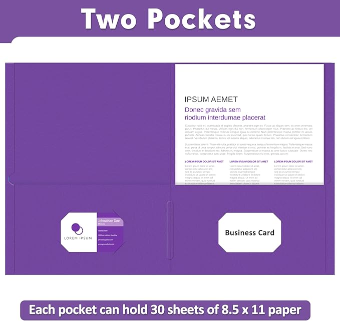 Two Pocket Folders, PANDRI 30 Pack 2 Pocket Folders, Letter Size Paper File - Image 4