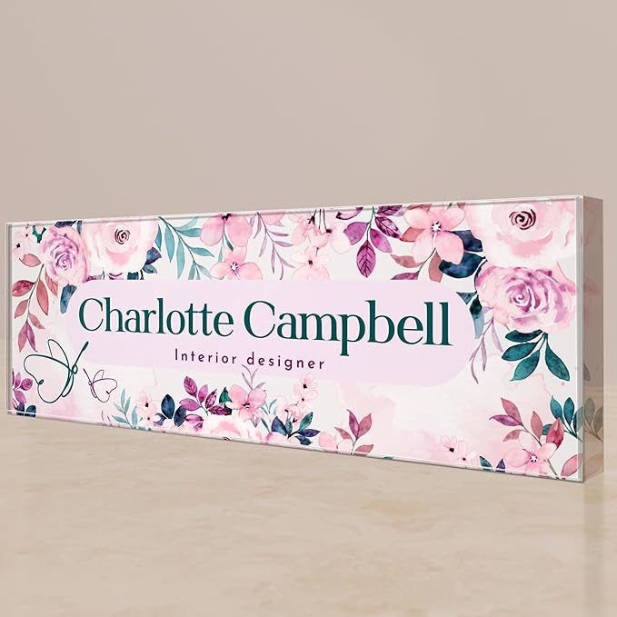 EGD Thick Clear Acrylic Desk Name Plate Personalized I Office Desk Accessories by E-GraphicDesignInc