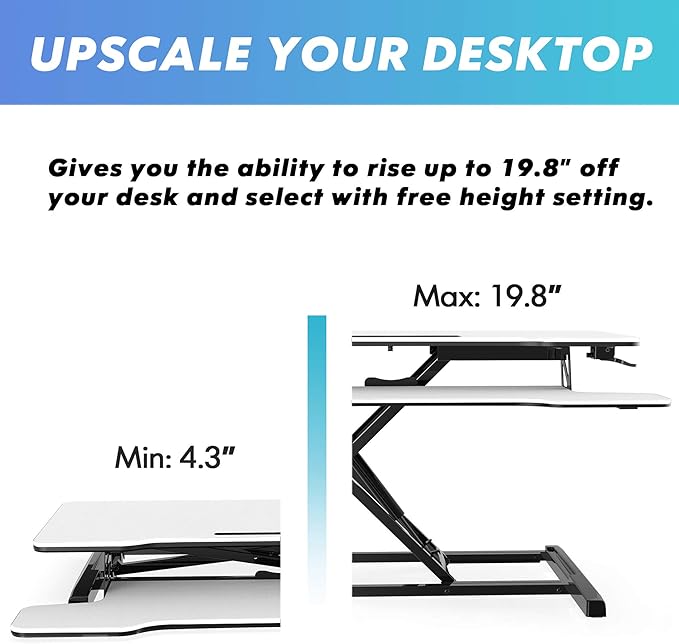 FITUEYES Height Adjustable Standing Desk 36” Wide Sit to Stand Converter Stand - Image 3