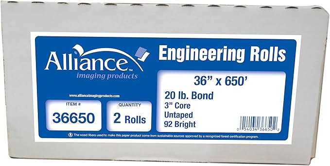 Alliance Wide Format Paper 36" x 650' Rolls Bond Engineering… - Image 2