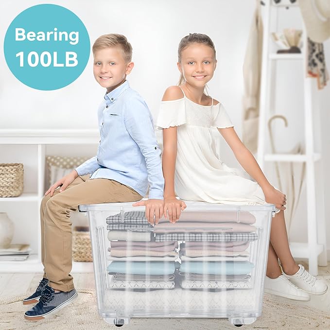 Nazhura 97 Quart Plastic Storage Bin, Stackable and Nestable Storage Boxes - Image 7