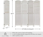 Room Dividers, 5.75Ft Individual Privacy Screens Foldable Wooden Louver & MDF - Image 7