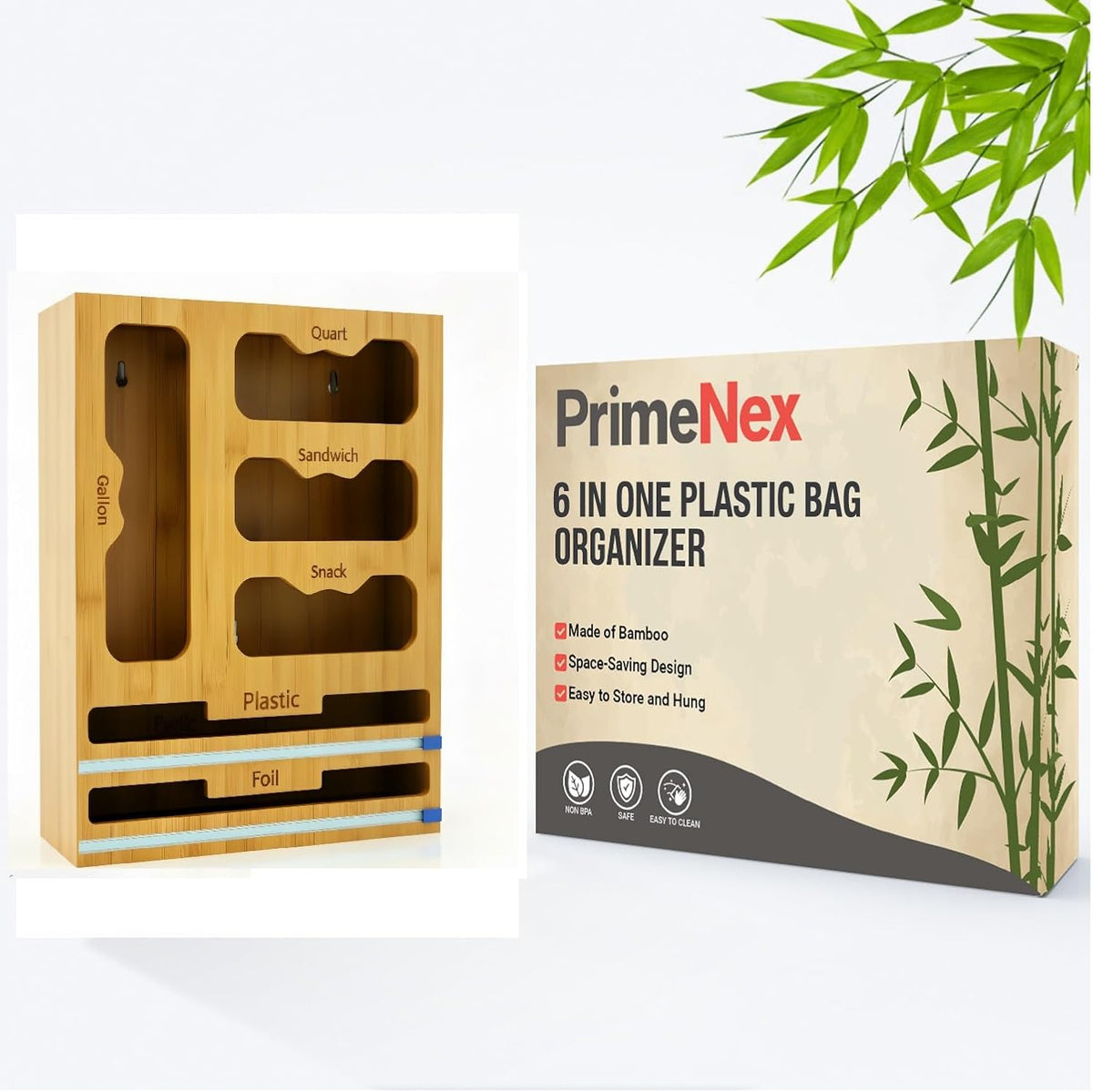 Storage Bag organizer, 6 in 1 Foil and Plastic Wrap Dispenser with Cutter, Ba...