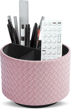 Hennaja Round Leather Art Supply Organizer, Remote Control Holder, 360 Degree by Hennaja