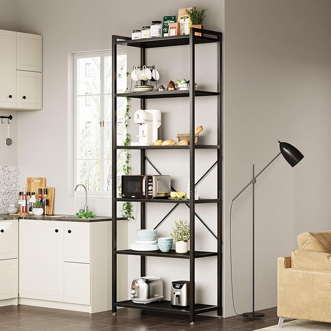 Casaottima Book Shelf, 6 Tier Tall Bookshelf, Modern Wood Bookcase Shelves - Image 6