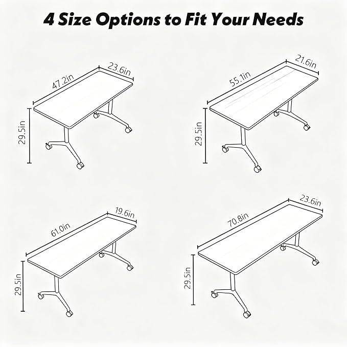 Goakwwuz Conference Room Tables Folding Conference Table Modular White Training - Image 2