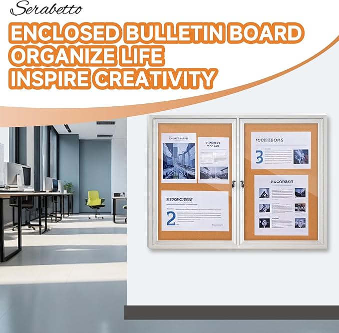 Enclosed Bulletin Board with Locking Door, Outdoor Bulletin Board Weatherproof - Image 7