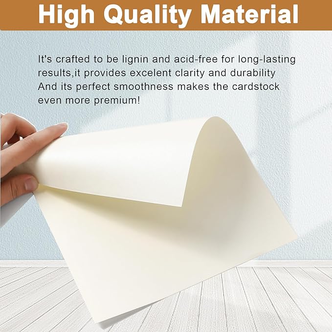 Silunkia 100 Sheets Cream Shimmer Cardstock 8.5 x 11 Ivory Paper, 200gsm/75lb - Image 4