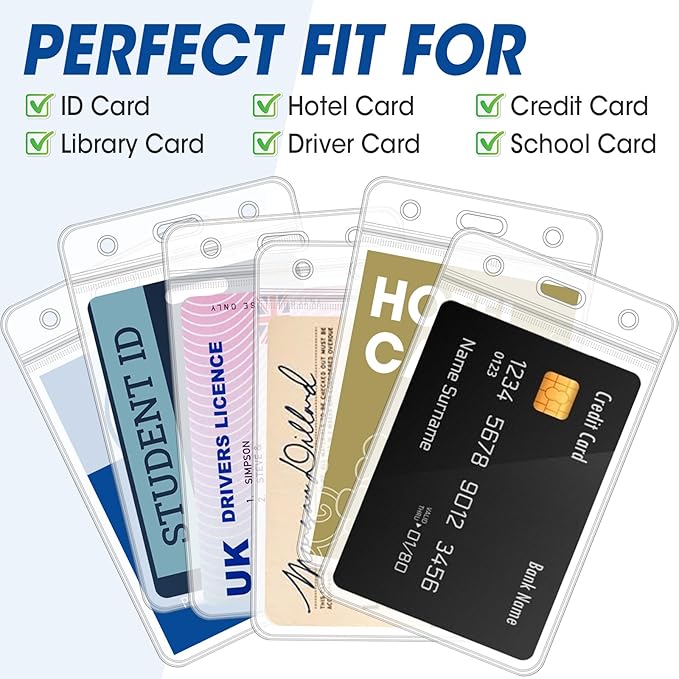 200 Pcs Vertical Badge Holders, Waterproof ID Badge Holder, Credit Cards - Image 3