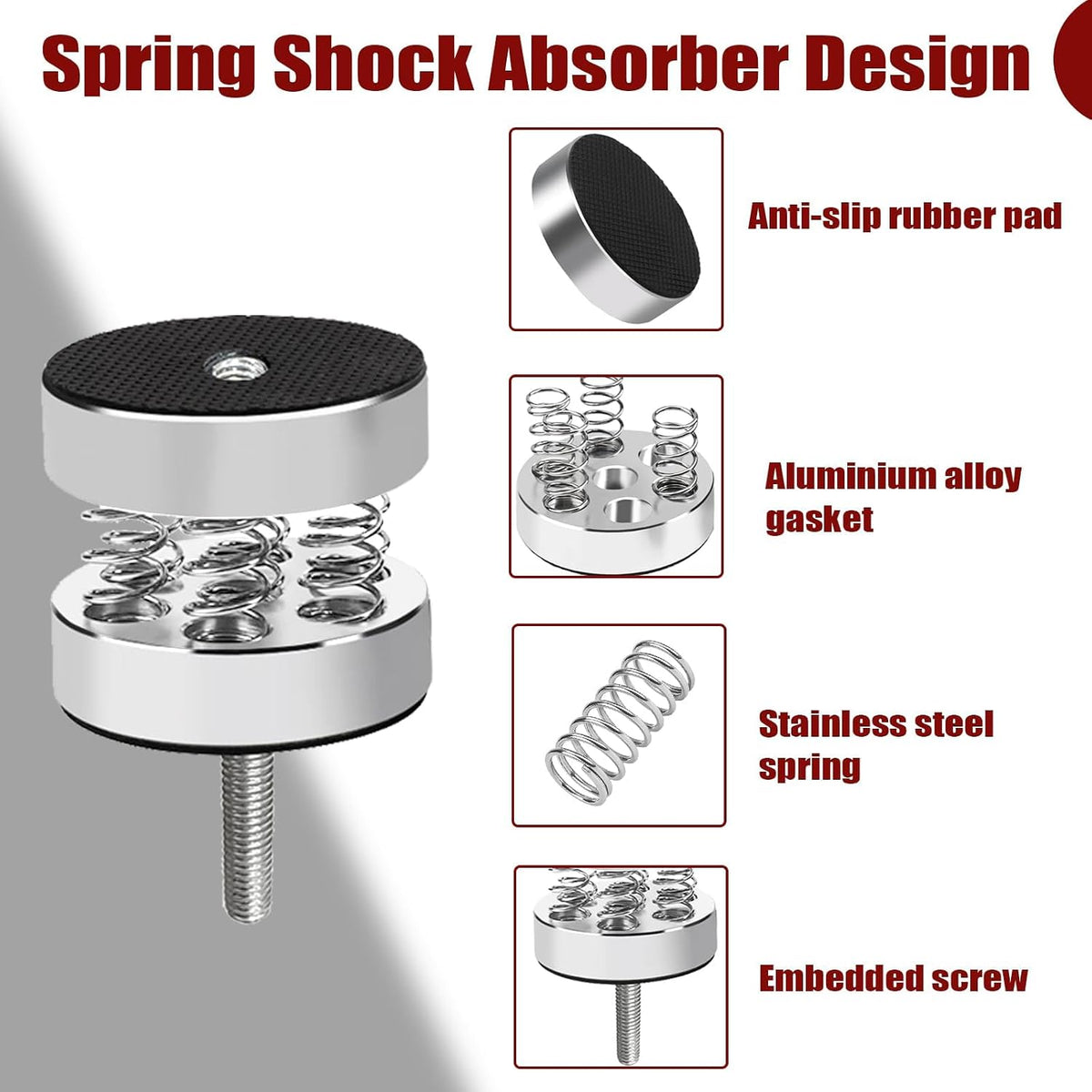 17 Inch Spring Isolation Speaker Stands, Heavy Duty 110lbs Pair