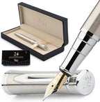 Wordsworth & Black Fountain Pen Set, 18K Gilded Extra Fine Nib, Includes 6 Pack