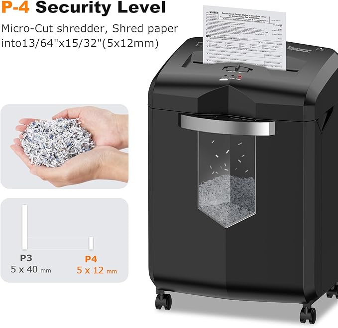 Bonsaii 16-Sheet Micro-Cut Paper Shredder 60-Minute Heavy Duty Office Use - Image 3