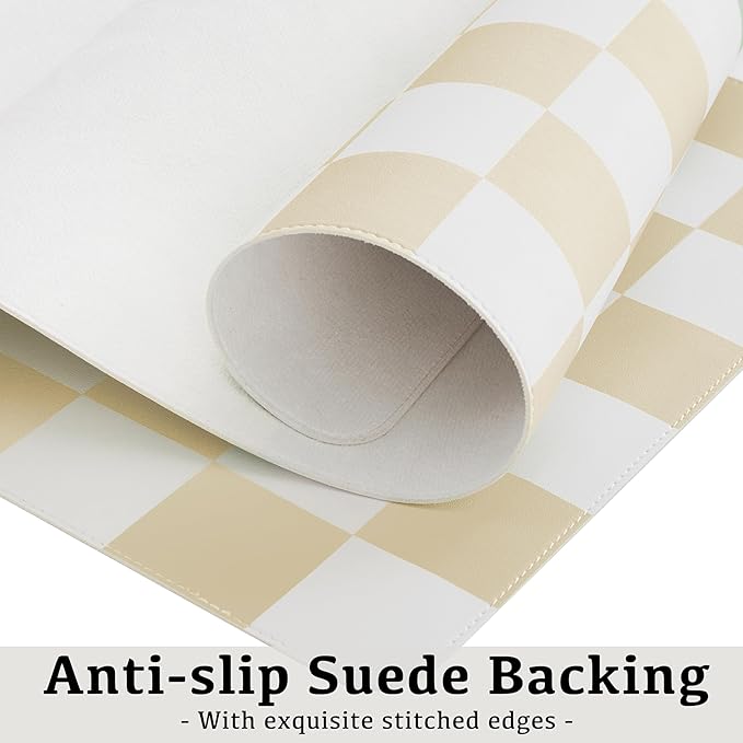 Ohocut Checkered Desk Mat, Large Cute Aesthetic Retro PU Leather Computer - Image 6