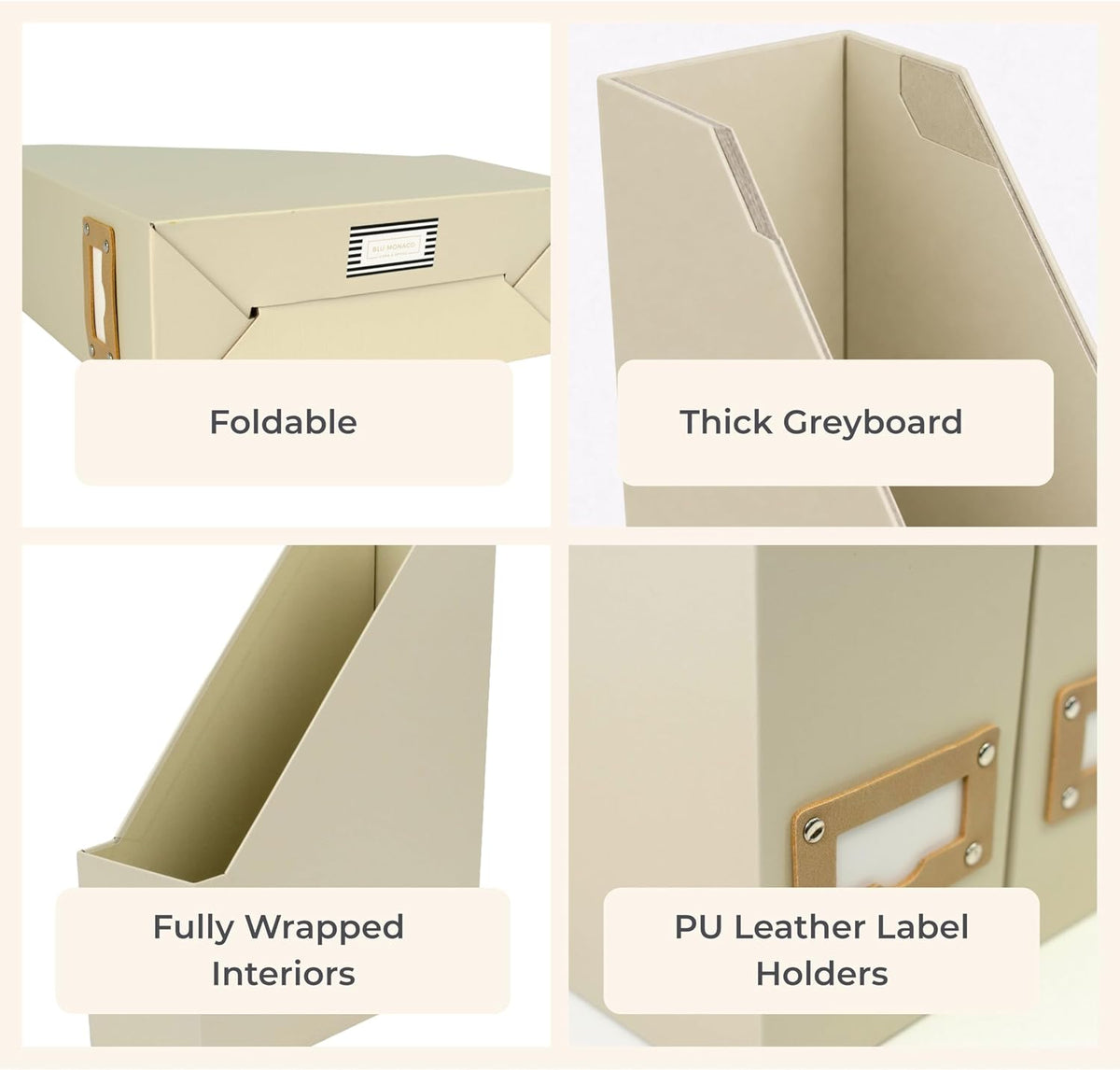 BLU MONACO | Cardboard Magazine File Holder Set of 6 | Vertical Magazine File...