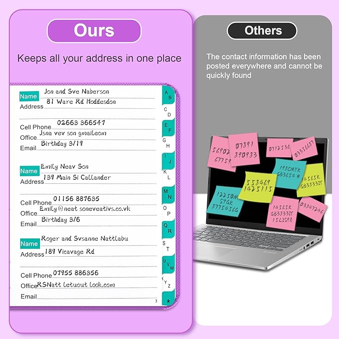 BLESWIN Address Book with Alphabetical Tabs, Hardcover Address Book - Image 5