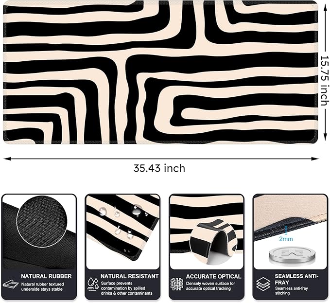 iCasso Gaming Mouse Pad, Large Stable Rubber Base Mousepad - Image 2