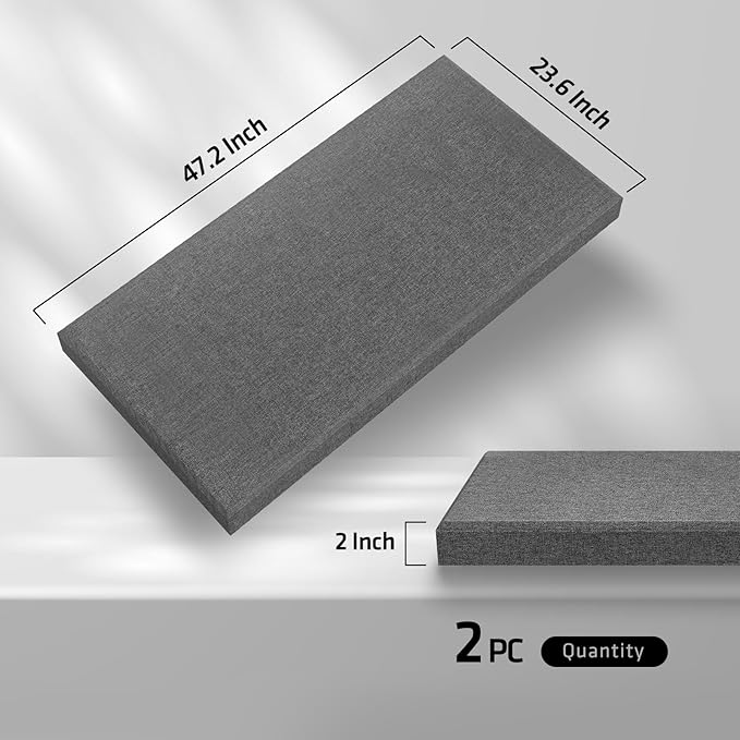2” Thick Acoustic Panels with Hanging Hardware, Heather Grey - Image 3