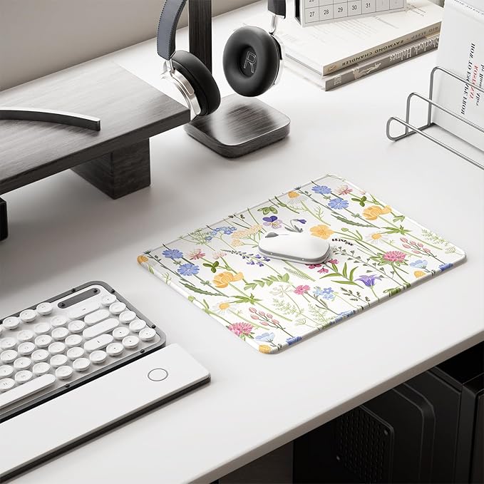 Auhoahsil Mouse Pad, 12 x 10 in Simple Flower Theme Computer Mouse Pad - Image 6