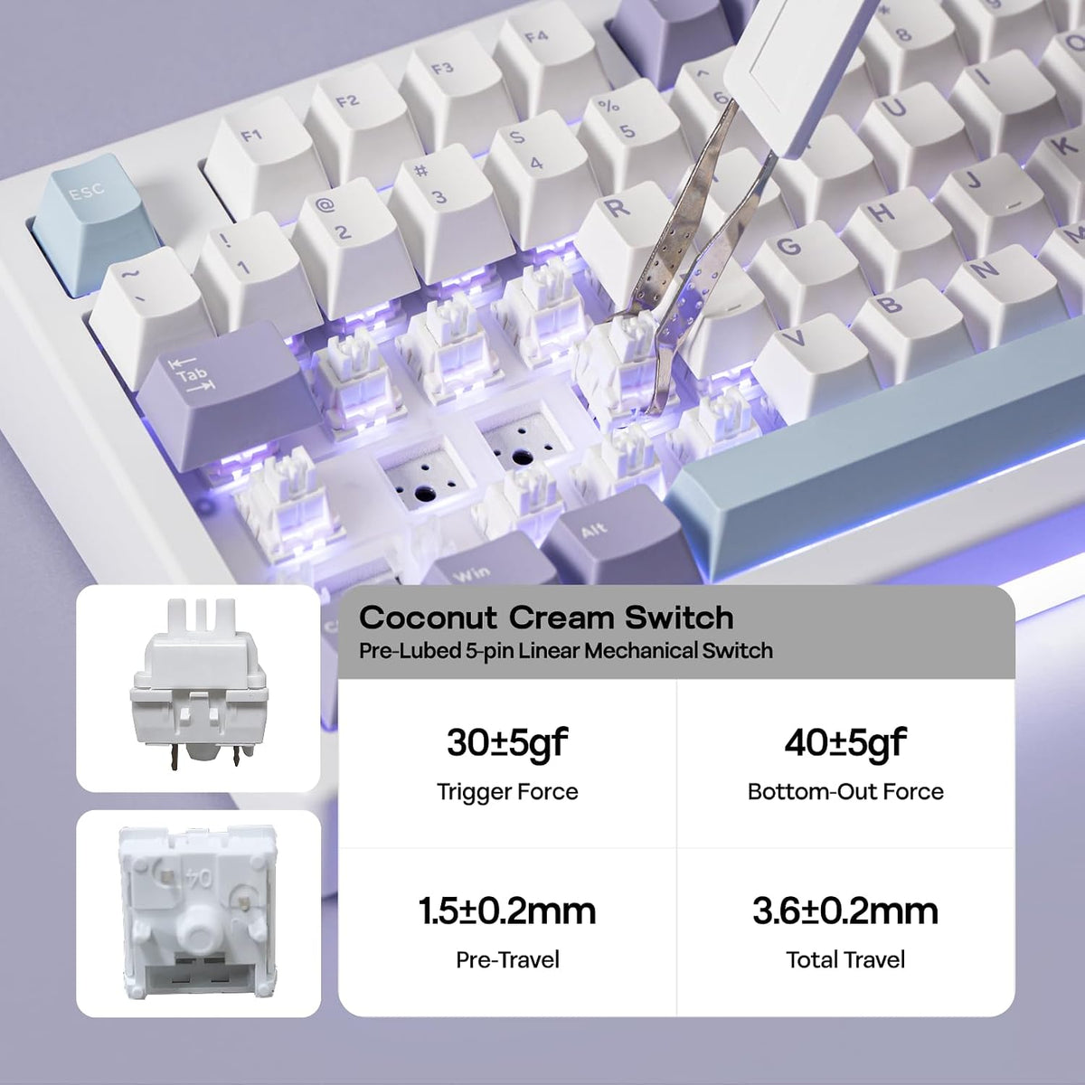 EPOMAKER AJAZZ AK820 V2 Tri-Mode Mechanical Gaming Keyboard, Big Knob