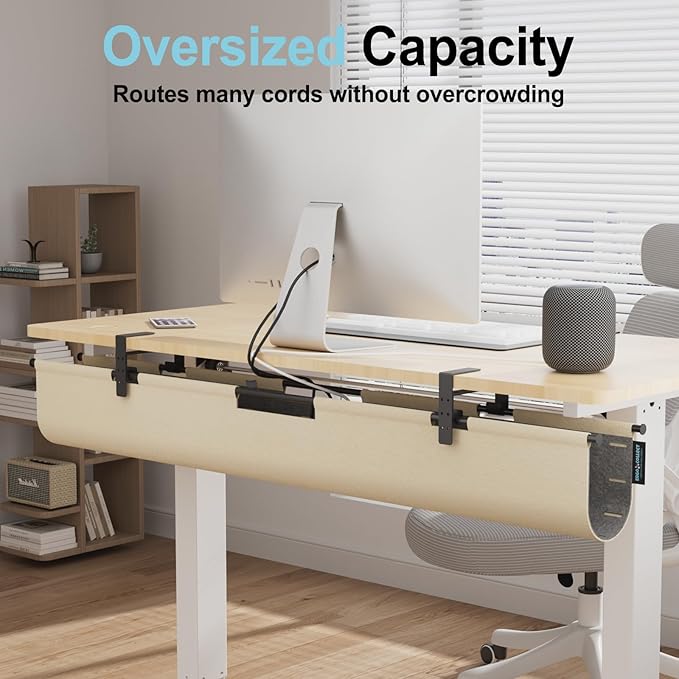 2-in-1 Under Desk Cable Management Tray & Privacy Panel, Dual-Sided Felt Cord - Image 3