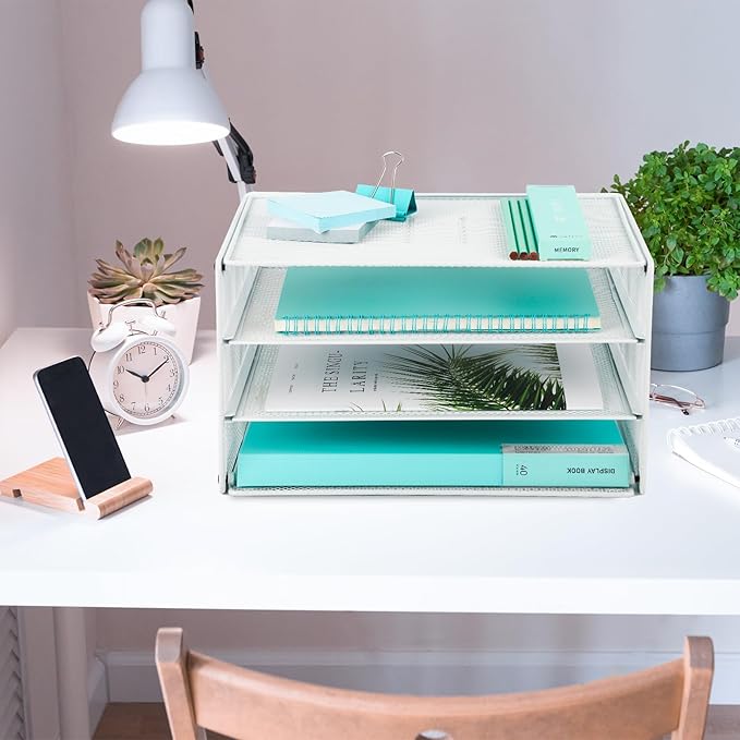 EASEPRES 3 Tier Mesh Desk Organizer Tray, Desktop Mail File Paper Letter Folder - Image 4