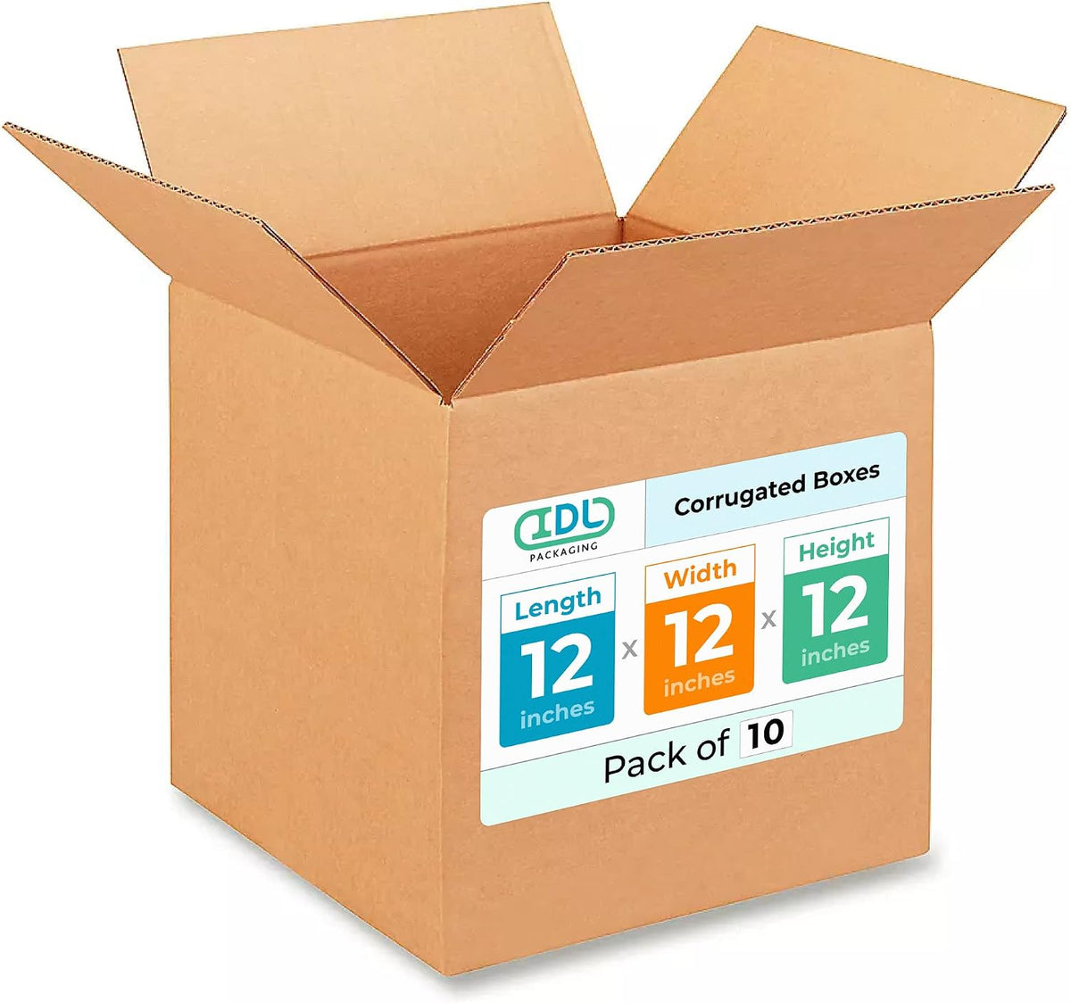 IDL Packaging - B-121212-10 Medium Corrugated Moving Boxes 12"L x 12”W x 12"H -