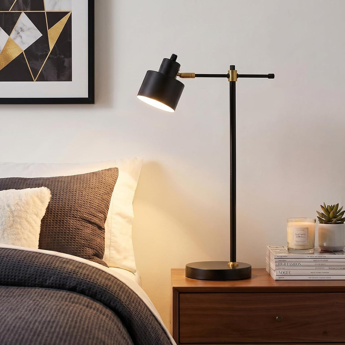 OYEARS 22.2" Modern Desk Lamp, Metal Table Lamp with LED Bulb, Adjustabl...