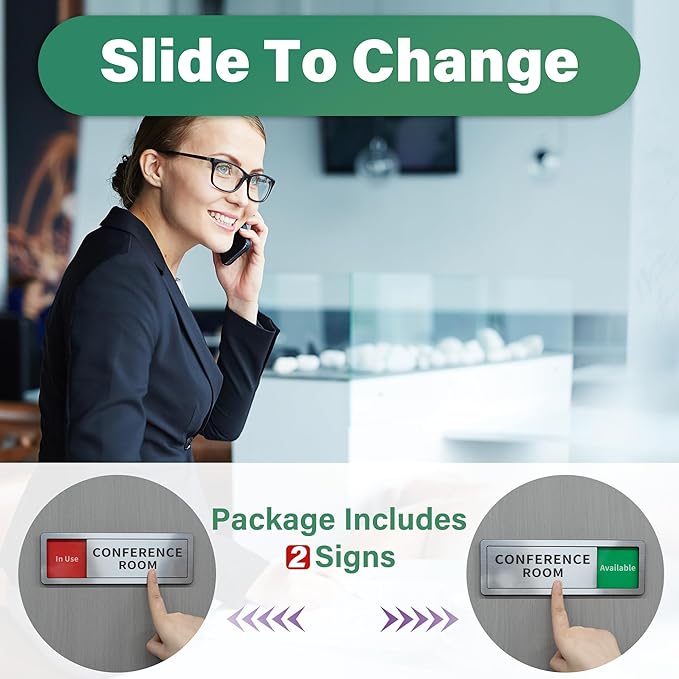 2 Pack Conference Room Office Door Signs Do Not Disturb, In Use/Available - Image 2