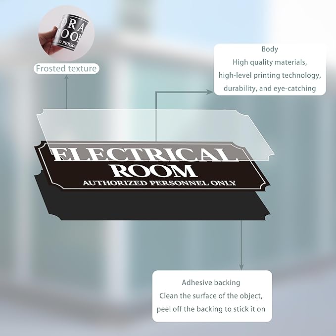 Electrical Room Door Sign for Business，Self-Adhesive Durable Modern Electrical - Image 3