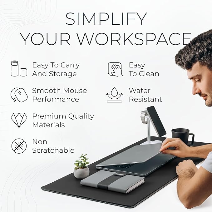 Nordik Felt and Leather Desk Mat Non-Slip - Image 6