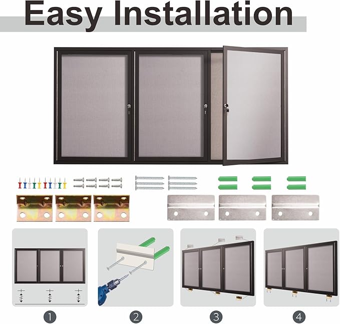 71×36 Inch Lockable Enclosed Bulletin Board, Weather-Resistant Outdoor - Image 4