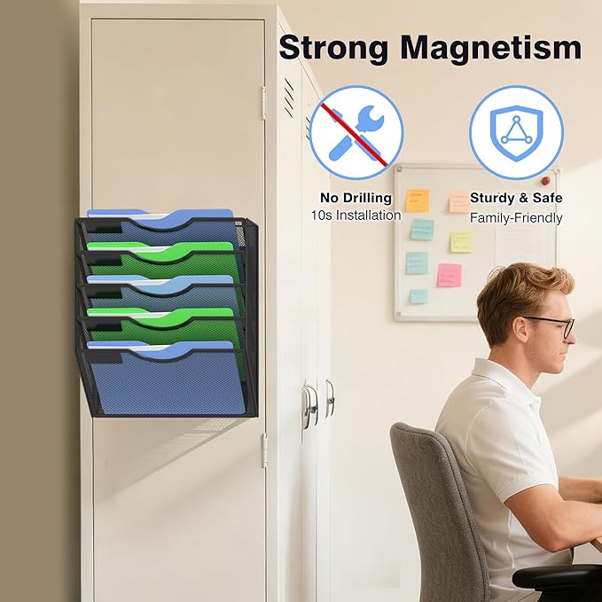 Kuntine.B Wall File Organizer Office Hanging Magazine Holder Wall File Organizer - Image 6