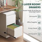 Yukimo 2 Drawer File Cabinet for Home Office, Vertical File Cabinet - Image 4