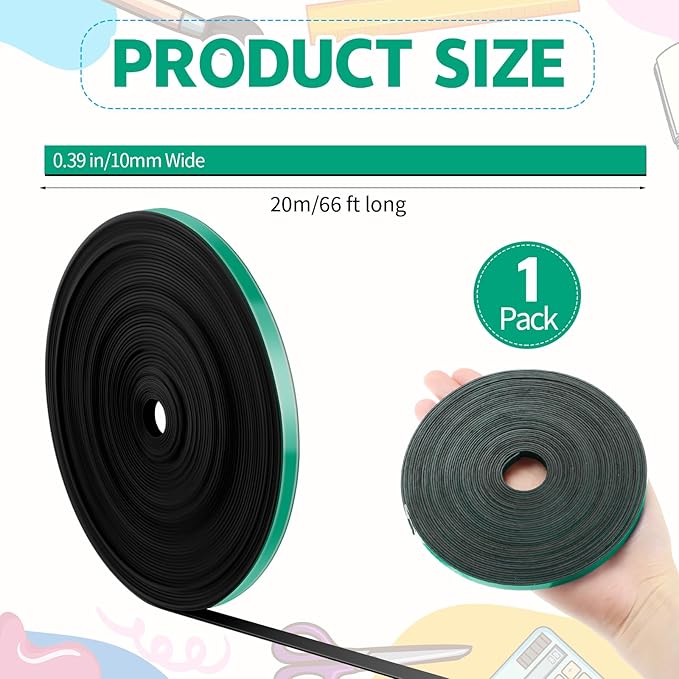 AmazingSpark Magnetic Tape Roll Thin Strips, 0.39 Inch x 66 Feet Magnetic Board - Image 2