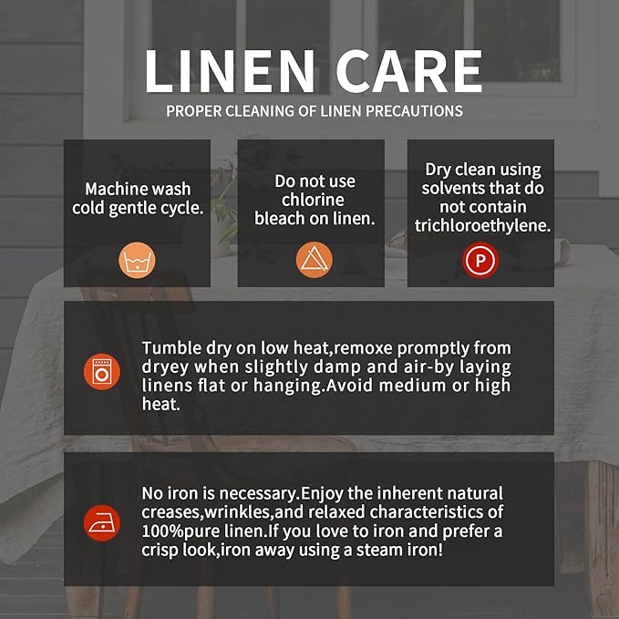 EVERLY 100% Pure Linen Rectangle Tablecloths 60x84Inches for Dining,Buffet Pa...