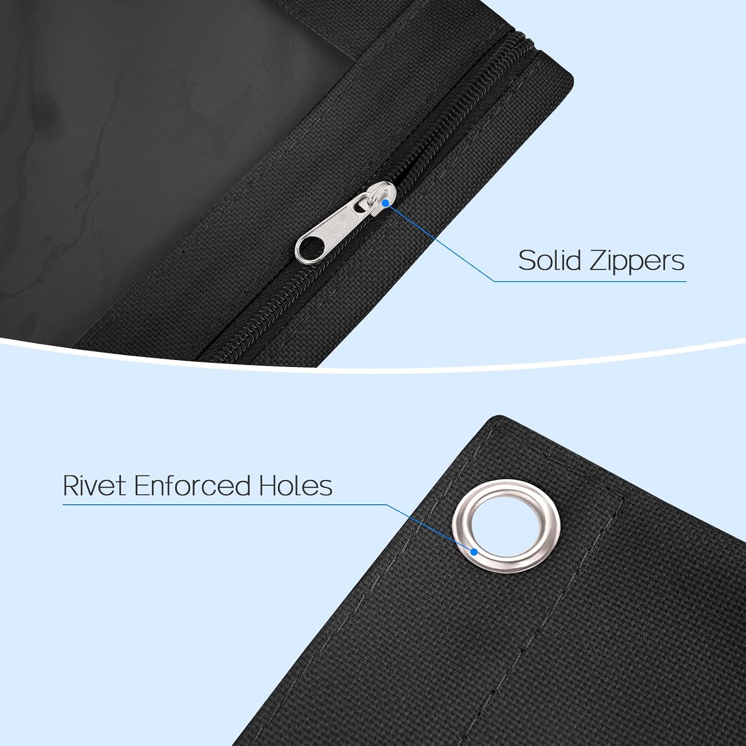 Sooez Pencil Pouch for 3 Ring Binder, 2 Pack Binder Pencil Pouch | Pencil Bags with Clear Window, Zipper & Reinforced Grommets, Pencil Case for Binder Black & Black
