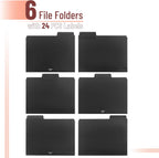 Mr. Pen- Black File Folders Letter Size, 6 Pack | 1/3 Cut Tab & Expandable Design, 24 pcs of Labels, File Folders Black