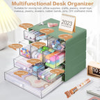 desk storage organizer with 9 drawers, 4 tiers showing dimensions