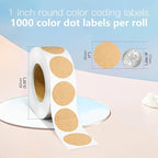 1 Inch Round Color Coding Labels, 1000 Dots Per Roll Kraft Brown Color Coded - Image 2