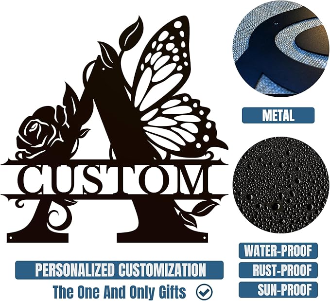 Personalized Custom Letter Name metal Signs, Custom Black Letter Monogram Wall - Image 6