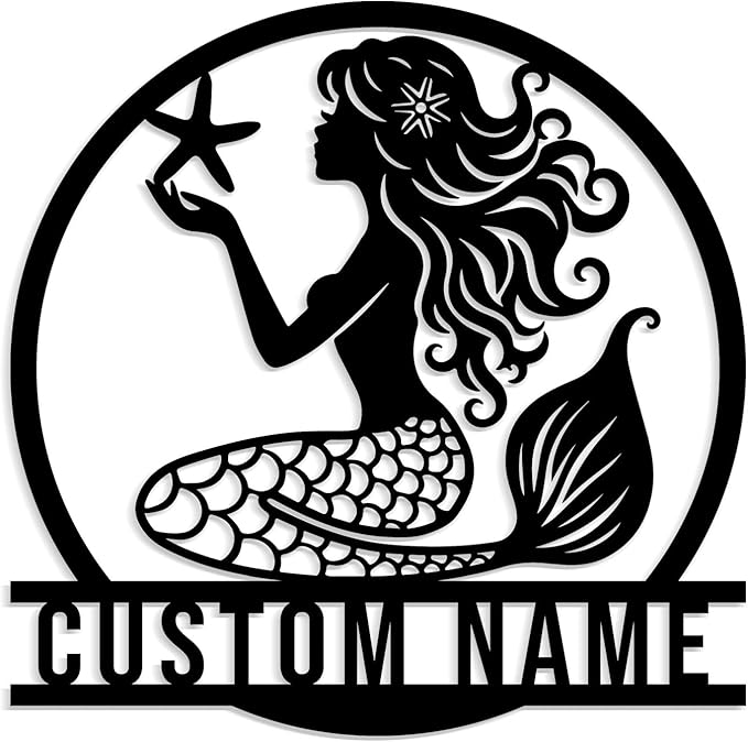 Custom Mermaid Metal Sign, Personalized Mermaid Name metal Signs, Mermaid Wall by Unknown