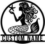 Custom Mermaid Metal Sign, Personalized Mermaid Name metal Signs, Mermaid Wall by Unknown