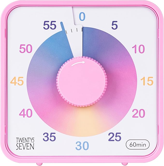 TWENTY5 SEVEN Countdown Timer 7.5 inch, 60 Minute 1 Hour Visual Timer by TWENTY5SEVEN