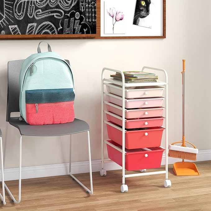 Giantex 6 Storage Drawer Cart Rolling Organizer Cart - Image 9