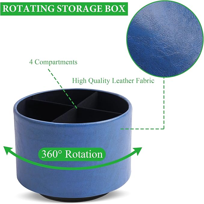 Hennaja Round Leather Art Supply Organizer, Remote Control Holder, 360 Degree - Image 3