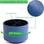 Hennaja Round Leather Art Supply Organizer, Remote Control Holder, 360 Degree - Image 3