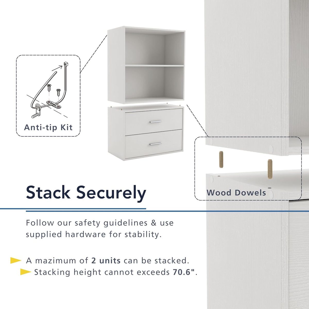 Homes: Inside + Out Apexa 2-Cube Storage Organizer Shelves, Stackable Wood Bo...