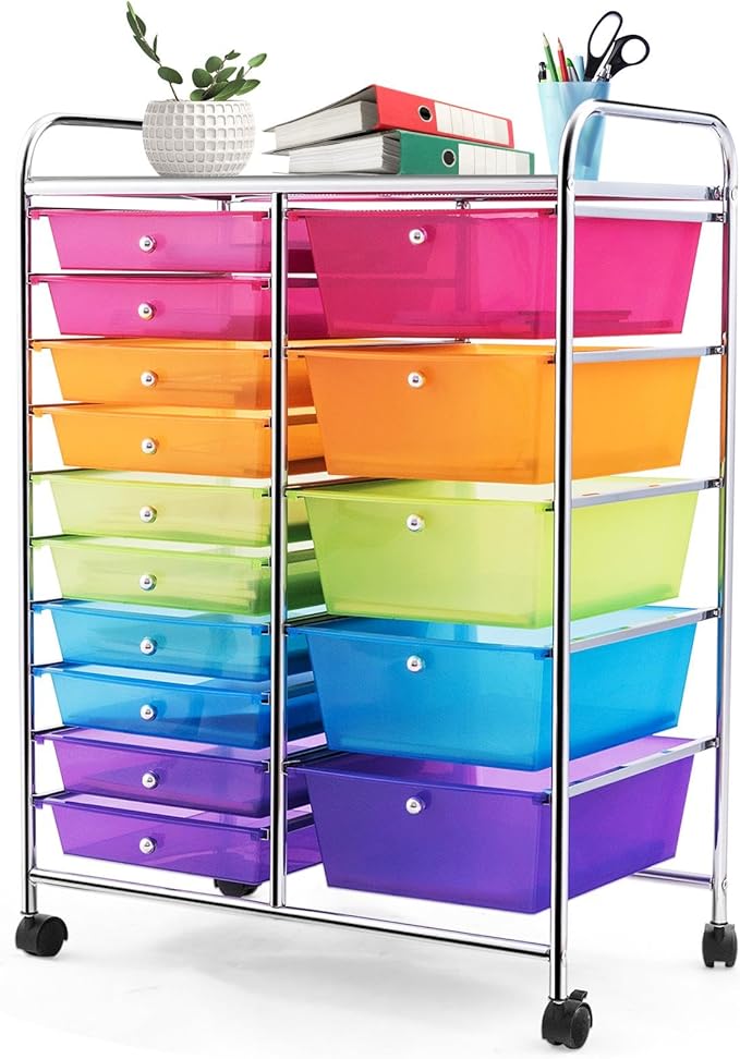 GLACER 15 Drawers Rolling Cart, Storage Cart by GLACERGrowupinhappiness