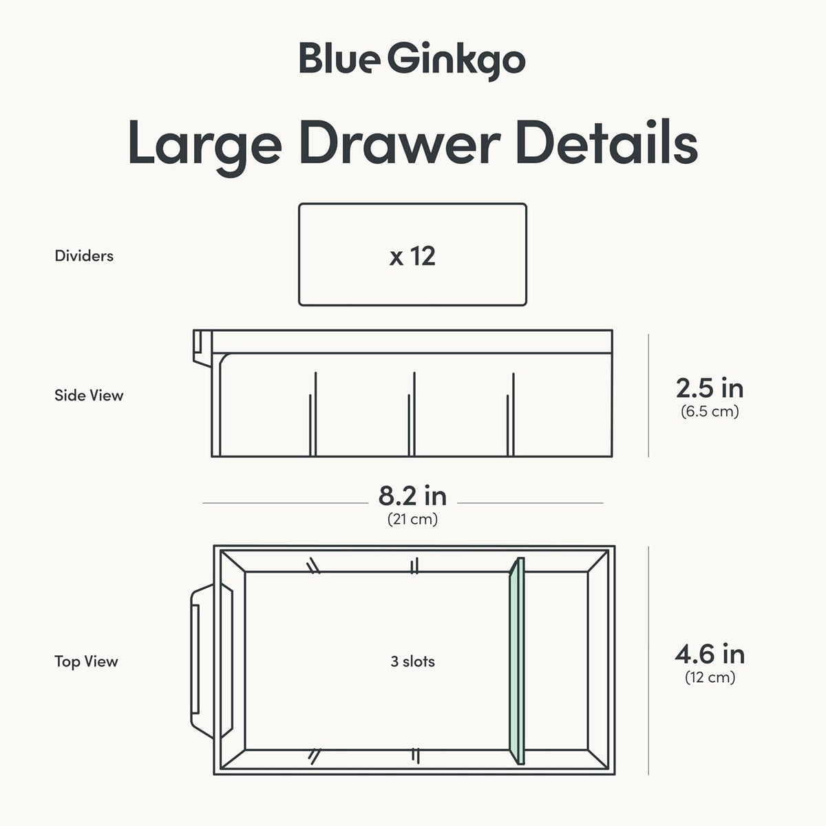 Blue Ginkgo 12-Drawer Storage Cabinet Organizer, Grey, Made in Korea
