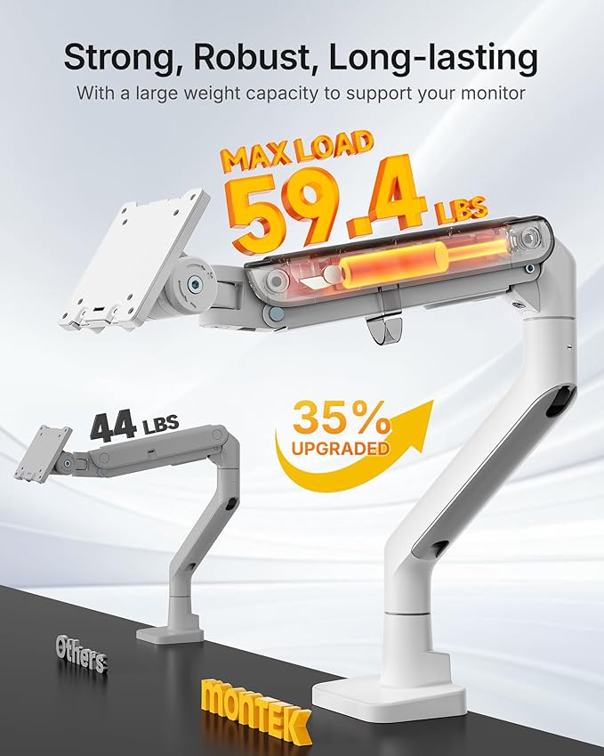 monTEK Heavy-Duty Monitor Arm for 17-57" Ultrawide Curved Screen, Supports up - Image 6